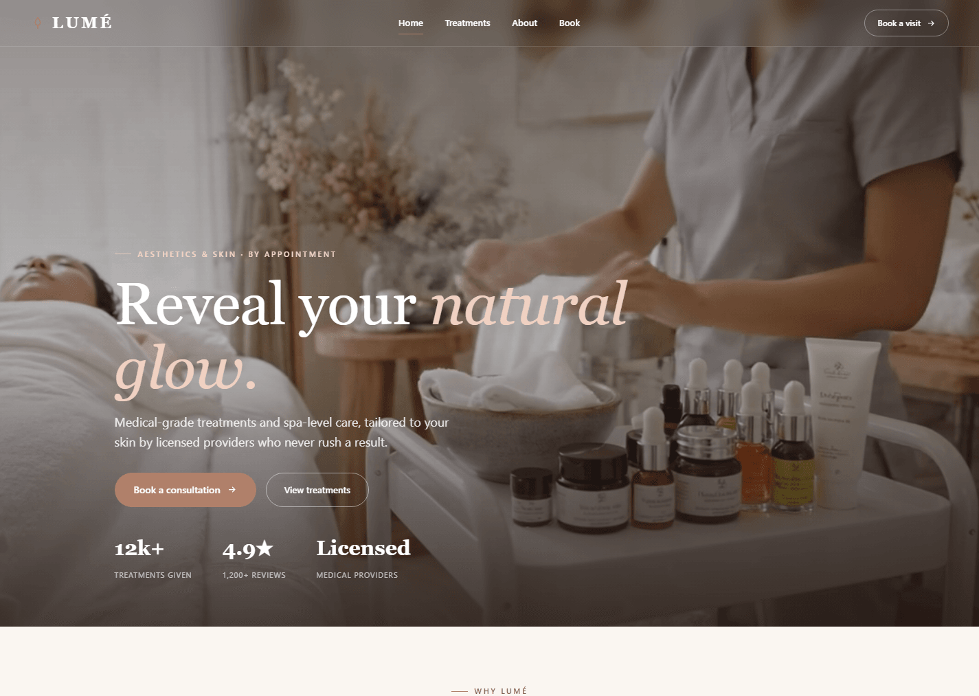 Med Spa site built from a Zenova kit