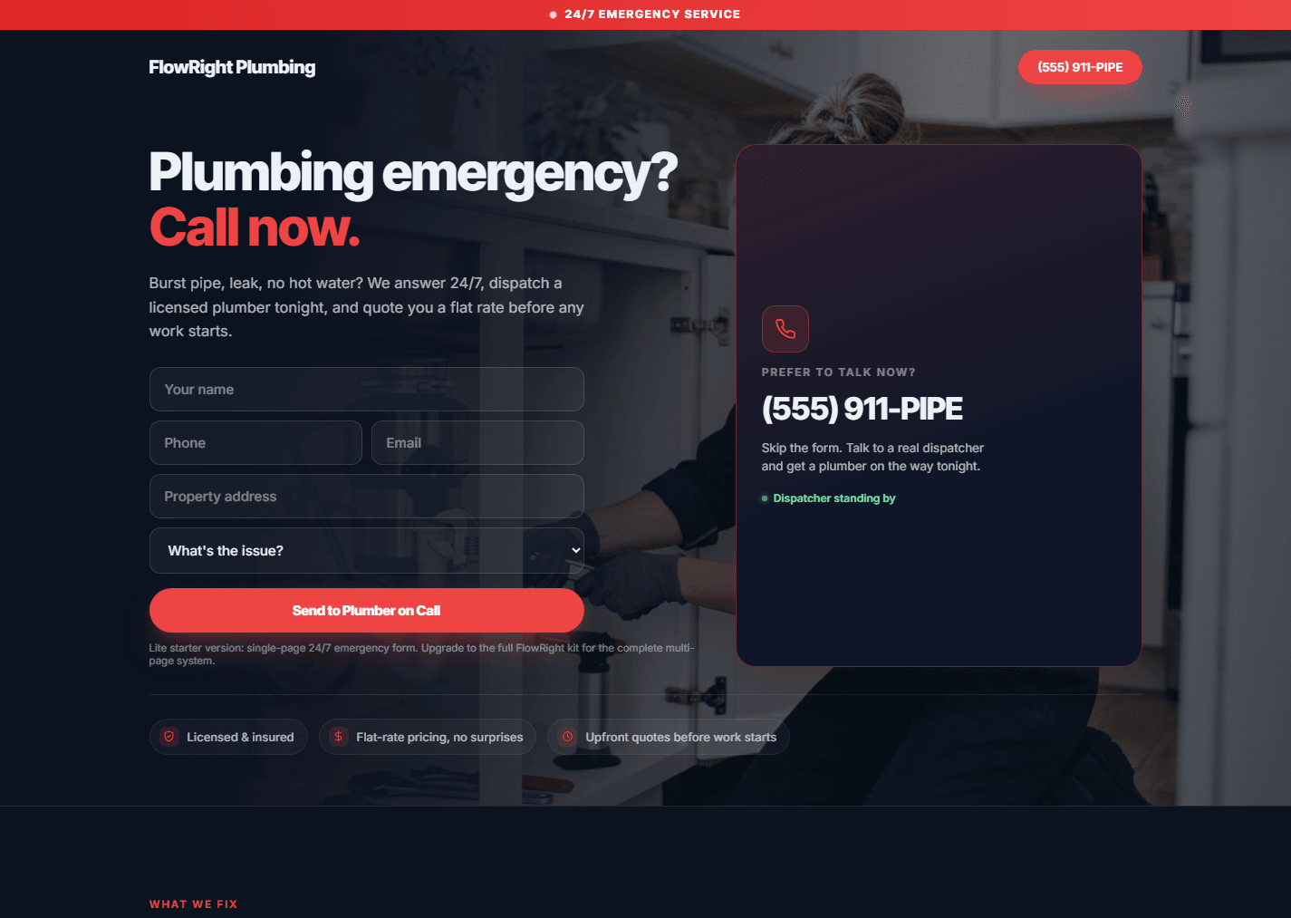 Plumbing site built from a Zenova kit