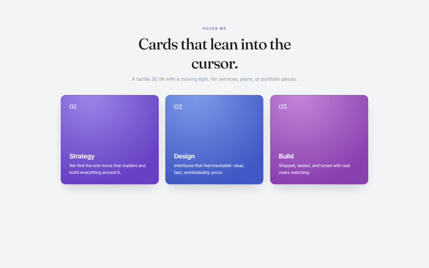3D Tilt Cards, real preview screenshot