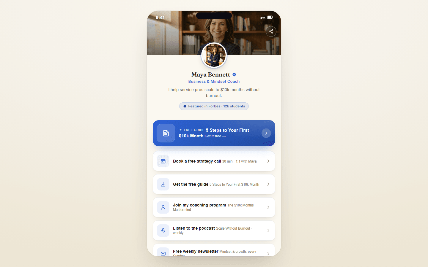 CoachLink, real preview screenshot