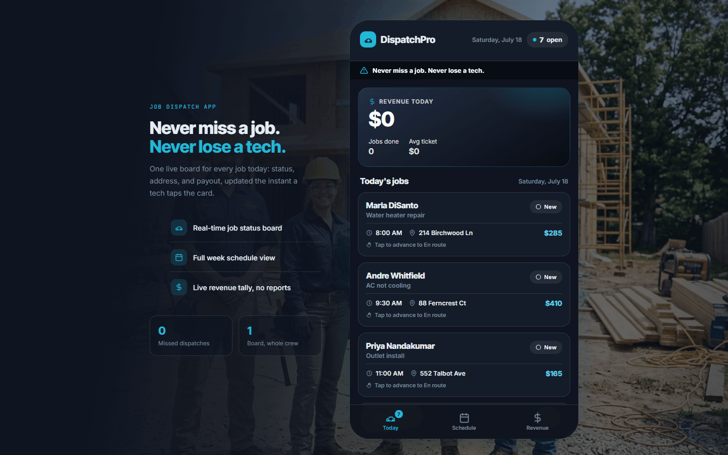 DispatchPro, real preview screenshot