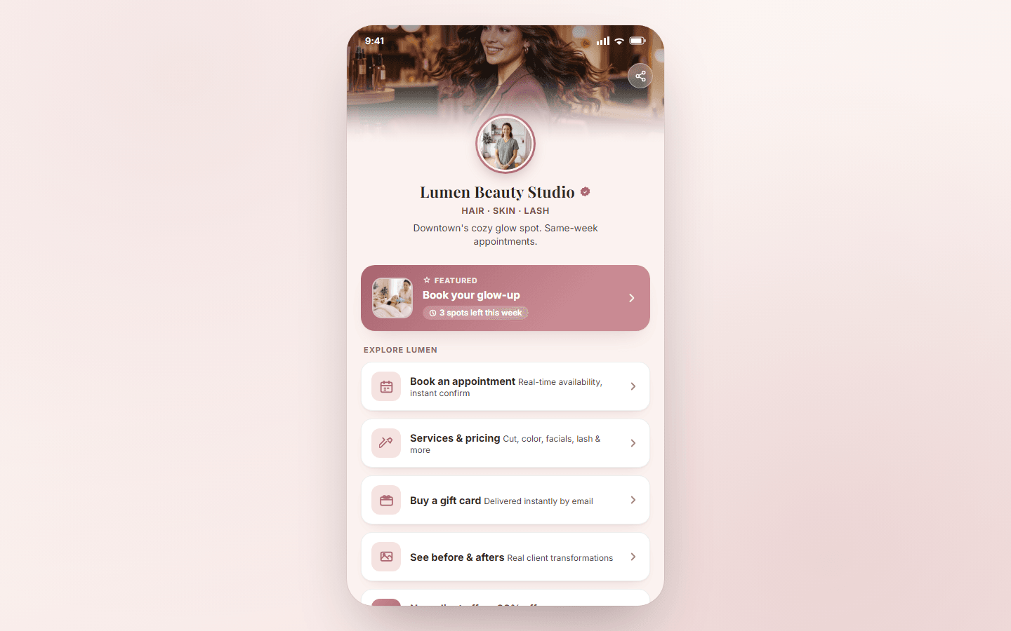 GlowLink, real preview screenshot