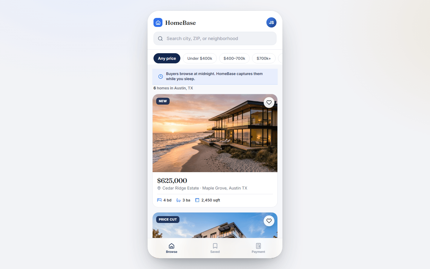 HomeBase, real preview screenshot