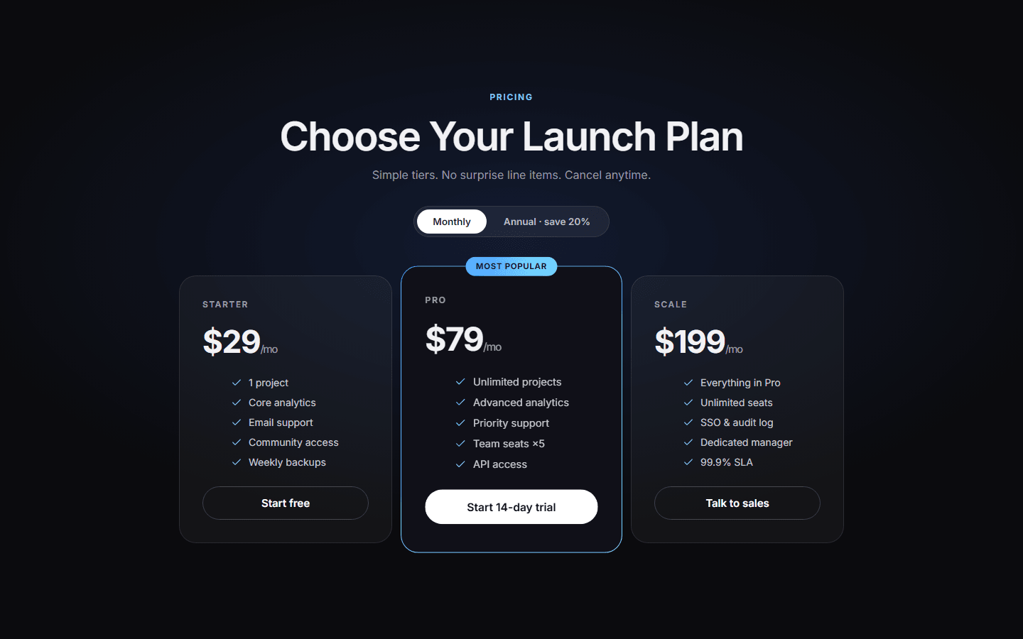 Pricing Table Pro, real preview screenshot