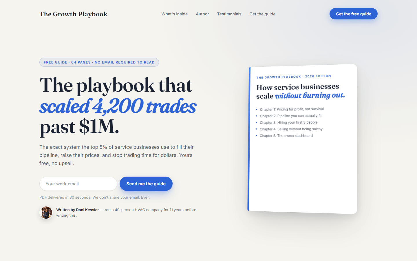 Free Guide / Lead Magnet Page, real preview screenshot