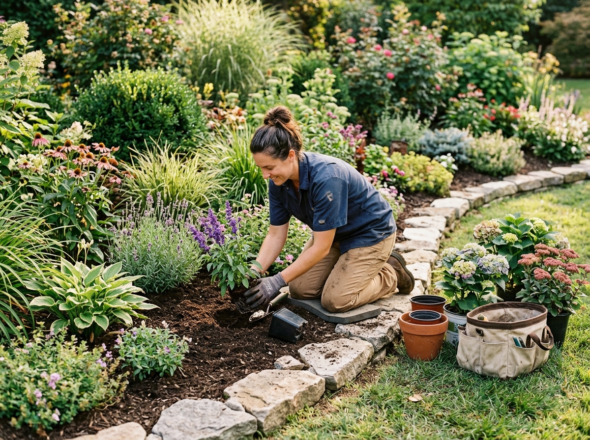 Garden design and planting in progress