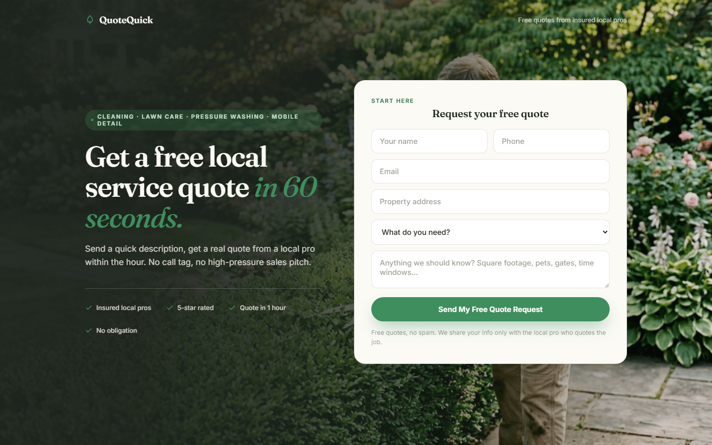 Local Service Quote, real preview screenshot