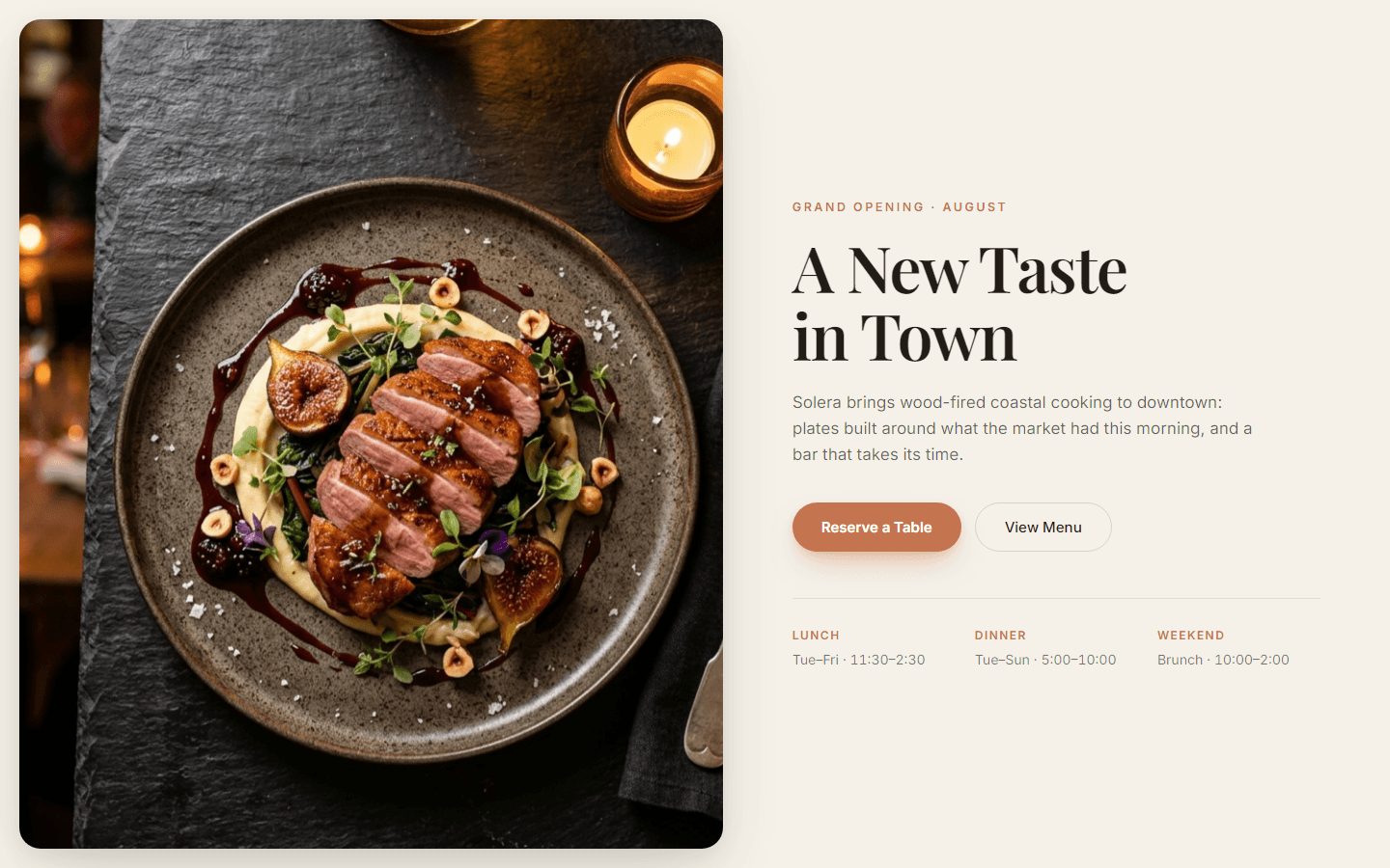 Restaurant Promo Page, real preview screenshot